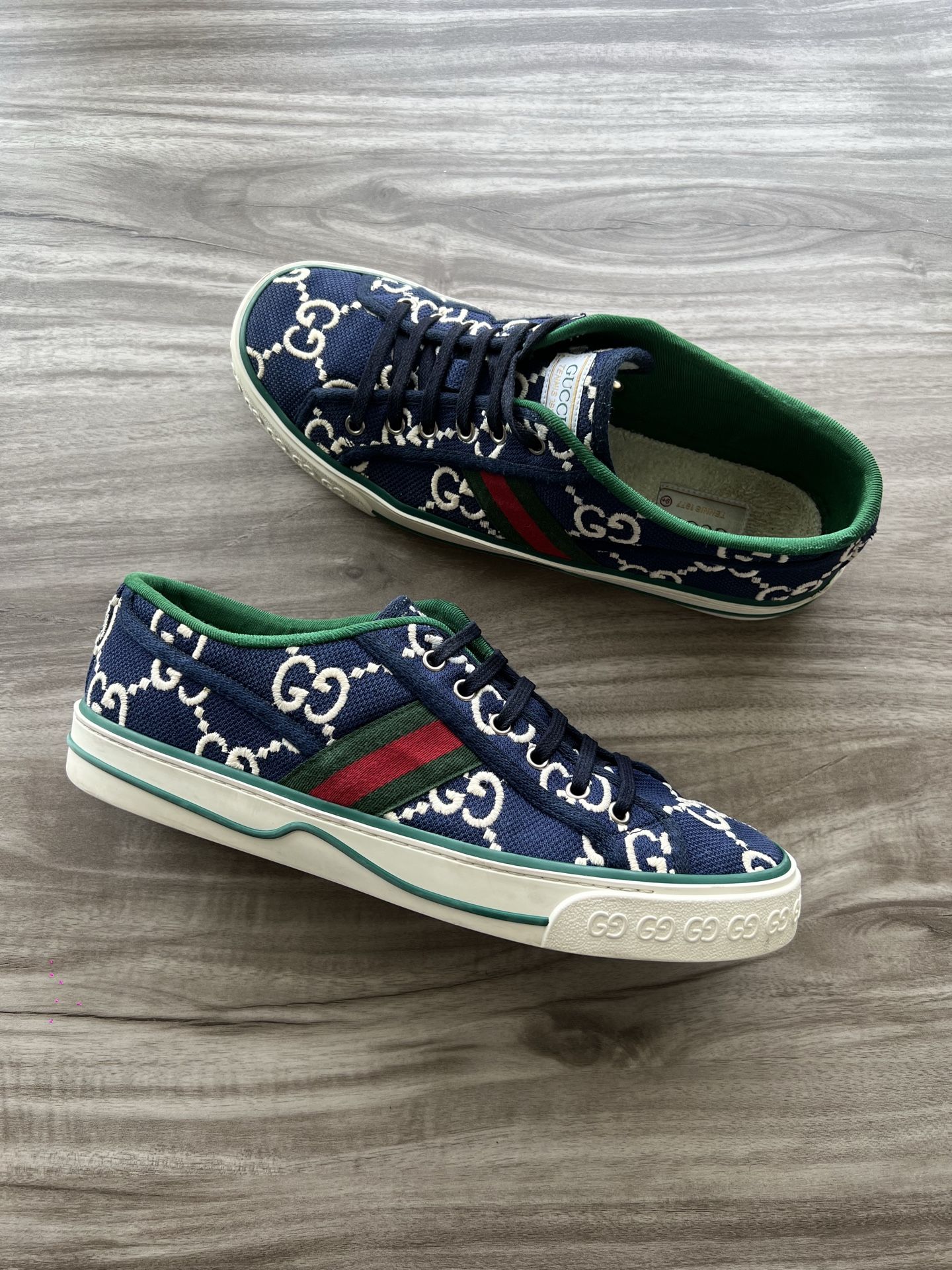 GUCCI tennis 1877 GG Monogram Low Blue Size 10 US (9 UK) / EU 43 Mens