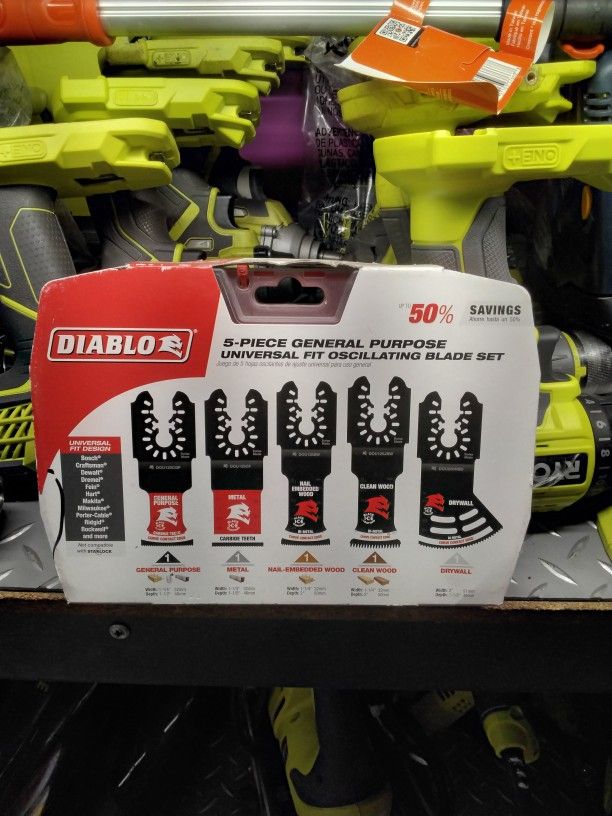 Diablo 5 Piece General Purpose Universal Fit Oscillating Blade Set