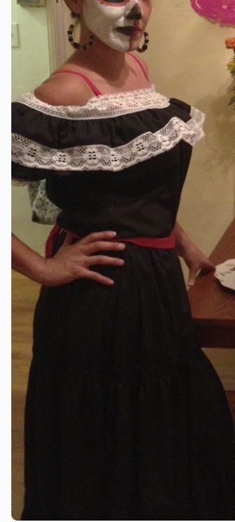 Mexican dress top and skirt one size Halloween day of the dead