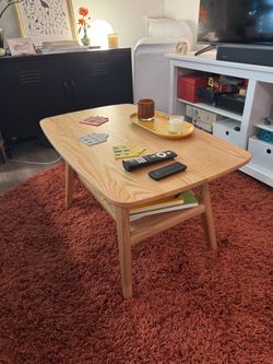 Solid oak mid-century coffee table