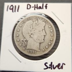 1911 Denver Mint 90% Silver Half Dollar