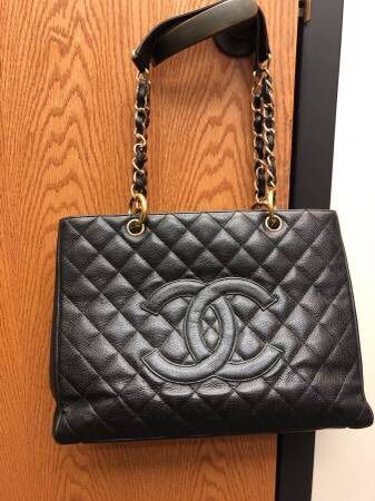 Authentic Chanel Grand Shopping Tote in gold