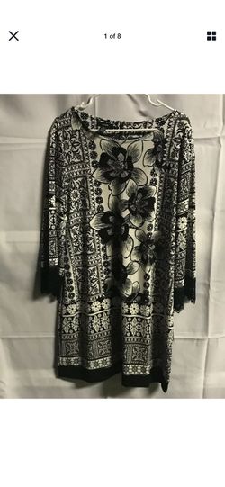 Alfani Womens Black Size XL Bombay Mix. Island Floral Dress