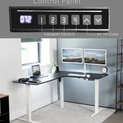 ✌️ Flexispot Electric Corner L-Shaped 71x 48 in Standing Desk, Memory Height Adjustment, Black Top White Frame