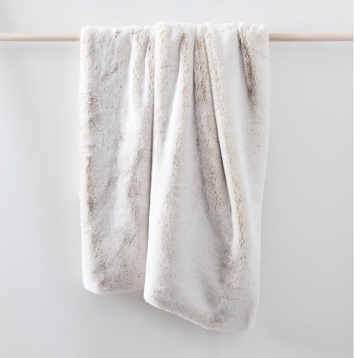 West Elm Oversized 60”x80” White Faux Fur Chinchilla Throw Blanket