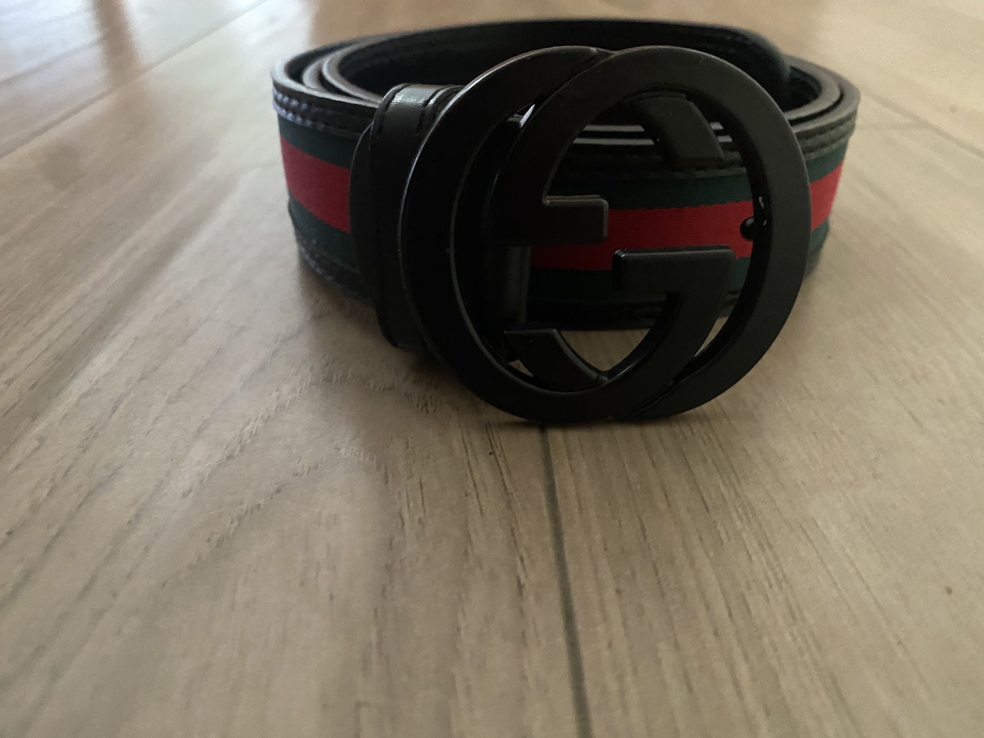 Gucci Web Belt With G Buckle, Black G Buckle, Red Green Stripe