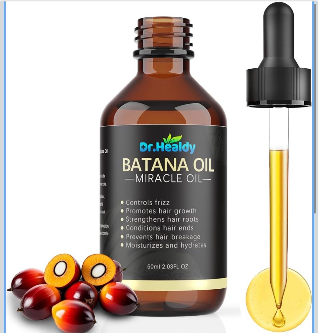 Batana Oil for Hair Growth, 100% Pure & Unrefined - Deep Repair Dry Damaged Hair, Reduce Frizz & Split Ends, Nourish Scalp with Omega 9 & Vitamin E, f