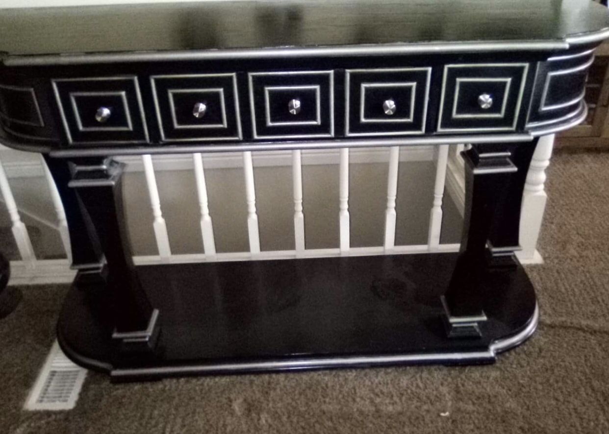 Solid black wood couch table