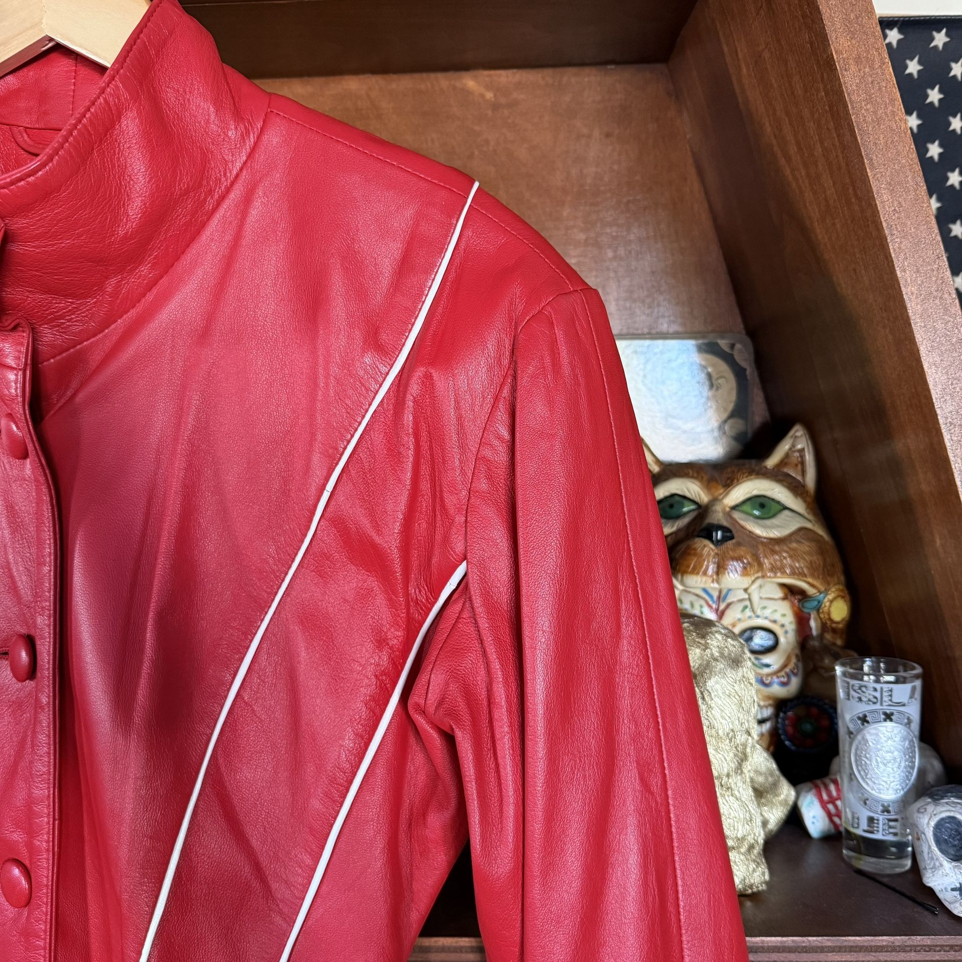 Vintage Lillie Rubin - Red Peplum Leather Jacket - Women’s 4 Small