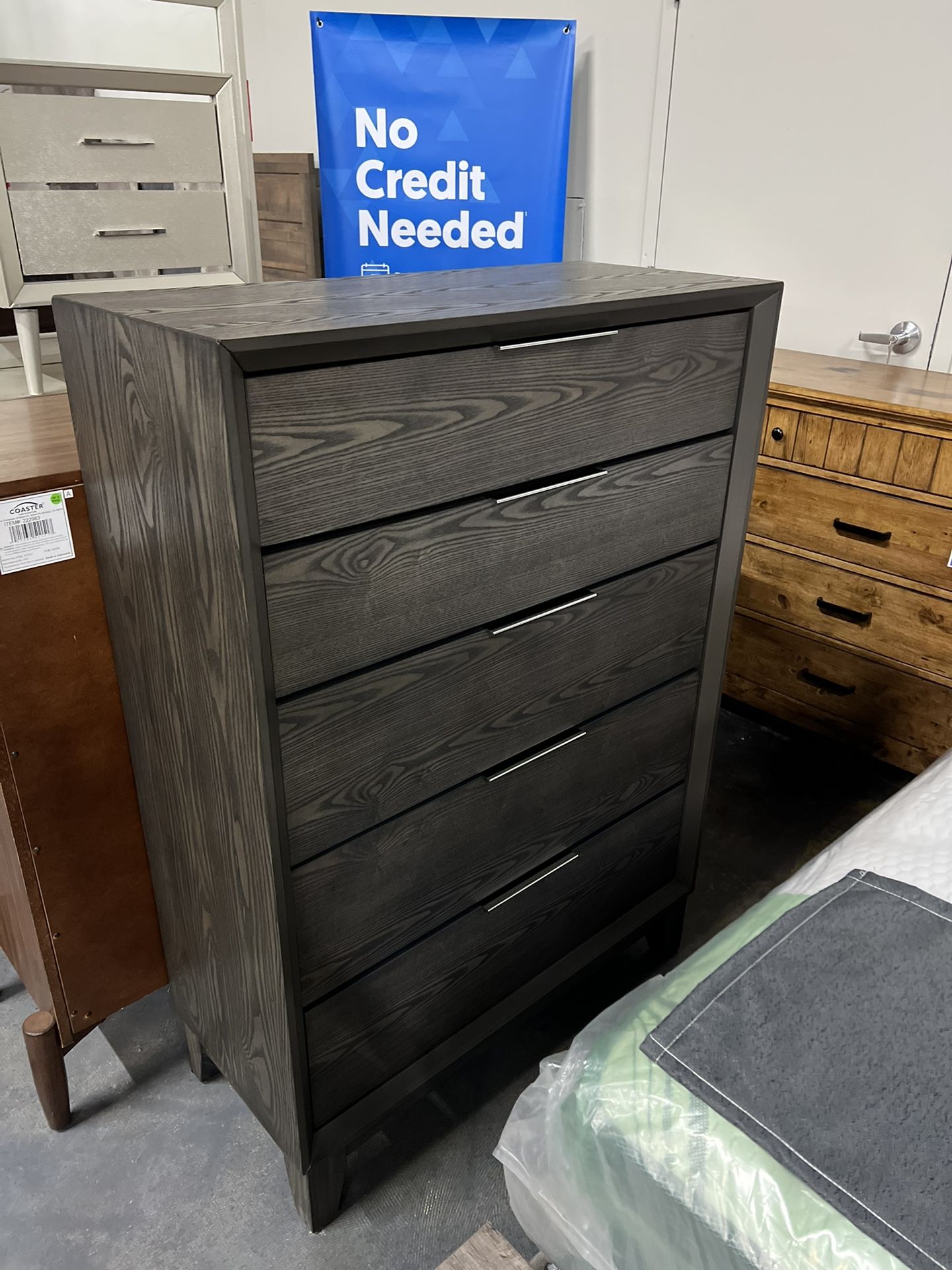 5-Drawer Chest Grey Wood 