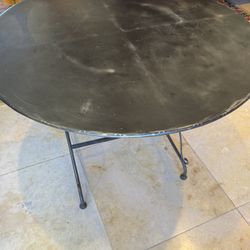 Vintage Black Metal Folding Garden Or Bistro Table