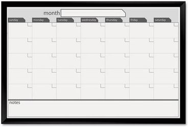 Board Dudes 24-Inch x 36-Inch Black Aluminum Framed Magnetic Dry Erase Calendar