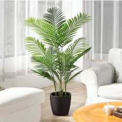 Artificial Areca Palm Plant 4.6 Feet Fake Palm Tree with 15 Trunks Faux Tree for Indoor Outdoor