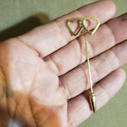 Vintage Double Heart 12 K.G.F. Stick Pin Brooch $20