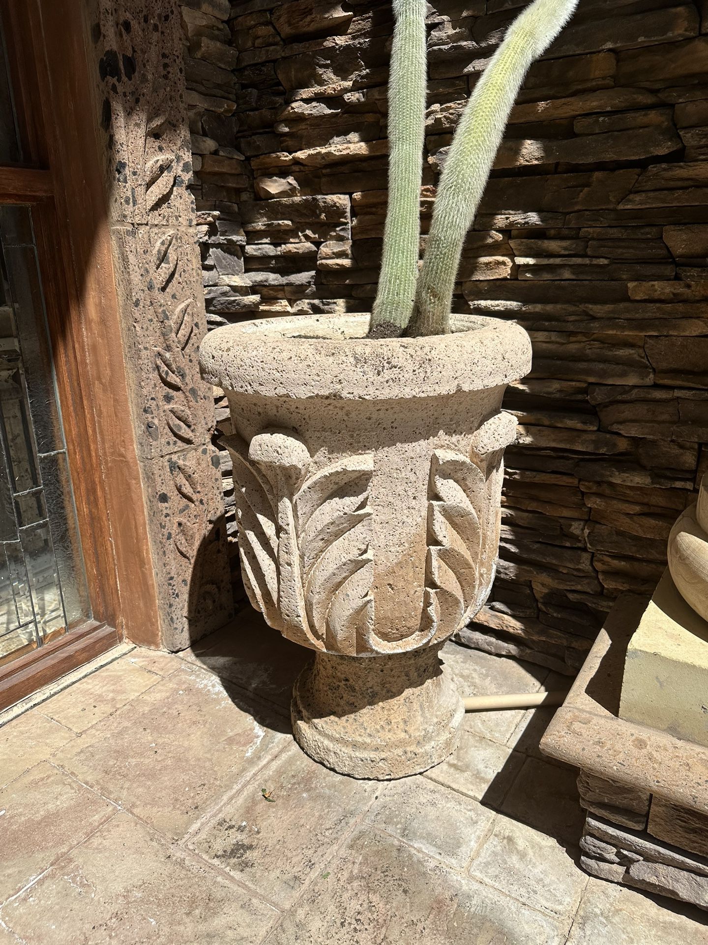 Stone Cantera Outdoor Planter Pots, Various Sizes