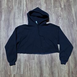 Fabletics Women Size Medium Hoodie Pullover Active Black Cropped long sleeve dra