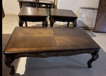3 Piece Wooden Living Room Table Set