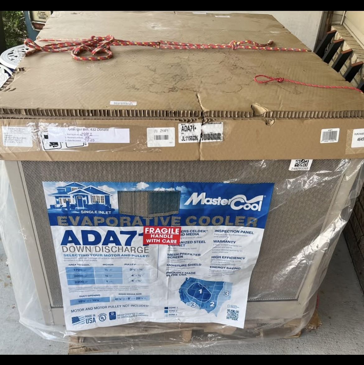 7000 CFM Down-Draft Roof 8 in. Media Evaporative Cooler