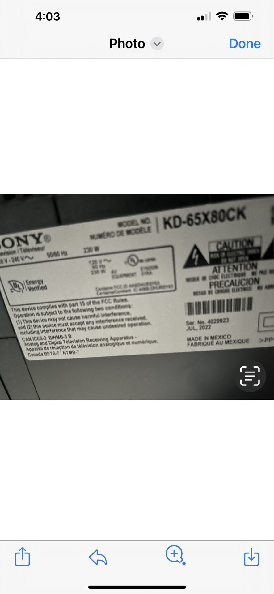 Sony 65 inch 4K Ultra HD 800K - 2022 smart tv