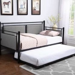Brand New Black/Grey Metal Daybed with Pullout Trundle