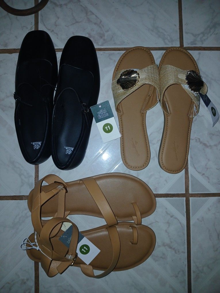 New Size 11 Flats And Sandals $6 EACH