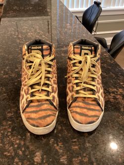 Reebok Last Kings T-Raww Court Mid Cheetah Print Shoes Sneakers