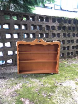 Vintage Wooden Wall Shelving Display Curio Cabinet