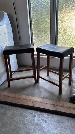 Wood and leather-like stools