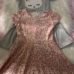 Toddler girl  Sequin Love cat 2Pcs  Swing Dress size 2T