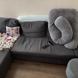 IKEA FRIHETEN Sleeper Sectional Couch w/ Storage – Dark Gray