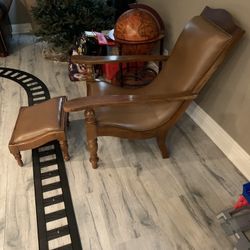 Wood Chair And Ottoman