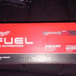 Brand New Milwaukee M12 Fuel Insider Extended Reach Box Ratchet Including Box Ratchet Socket And Adapter Set