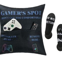 Pillow Cover , 1 Pair Standard Size Black Game Socks 