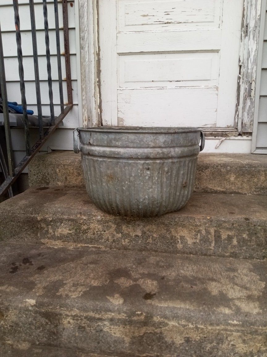 Old Industrial Ribbed Sheet Metal Pot/Can
