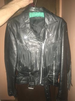 Leather fringed jacket