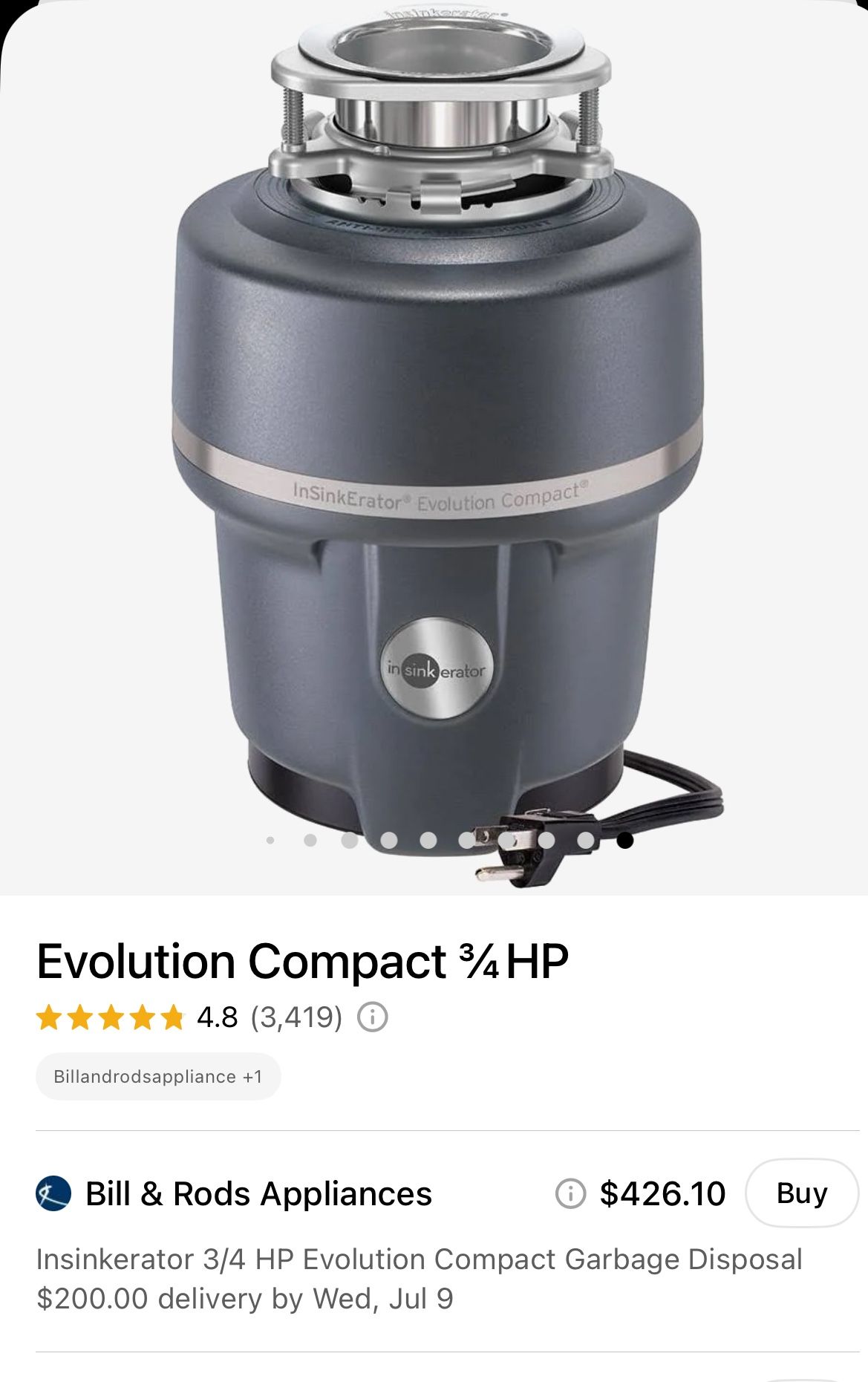 Disposal InSinketator 3/4HP