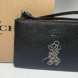 DISNEY X COACH Minnie Mouse BLACK Wristlet