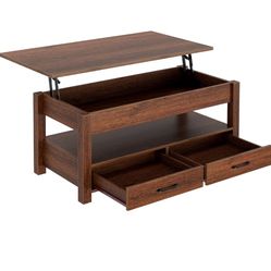 Rolanstar Coffee Table, Lift Top Coffee Table with Drawers and Hidden Compartment