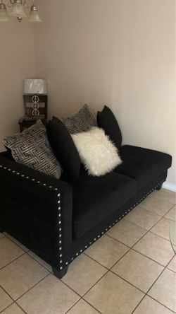 1 yr old Black Micro Suede Sectional Sofa