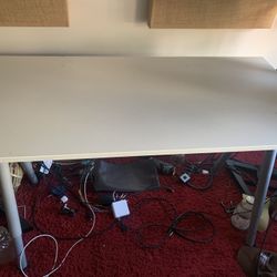 ikea desk with additional wire rack mount