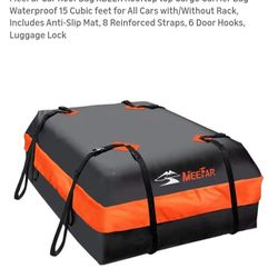 MeeFar Car Roof Bag XBEEK Rooftop top Cargo Carrier Bag Waterproof 15 Cubic feet for All Cars with/Without Rack, Includes Anti-Slip Mat, 8 Reinforced 