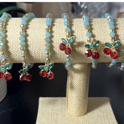 Lot Of 24 Glass Bead Stretch Bracelets New