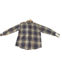 Movie and Tv Show Clothes Sz small chauhans c/x mens plaid tan purple blue shirt