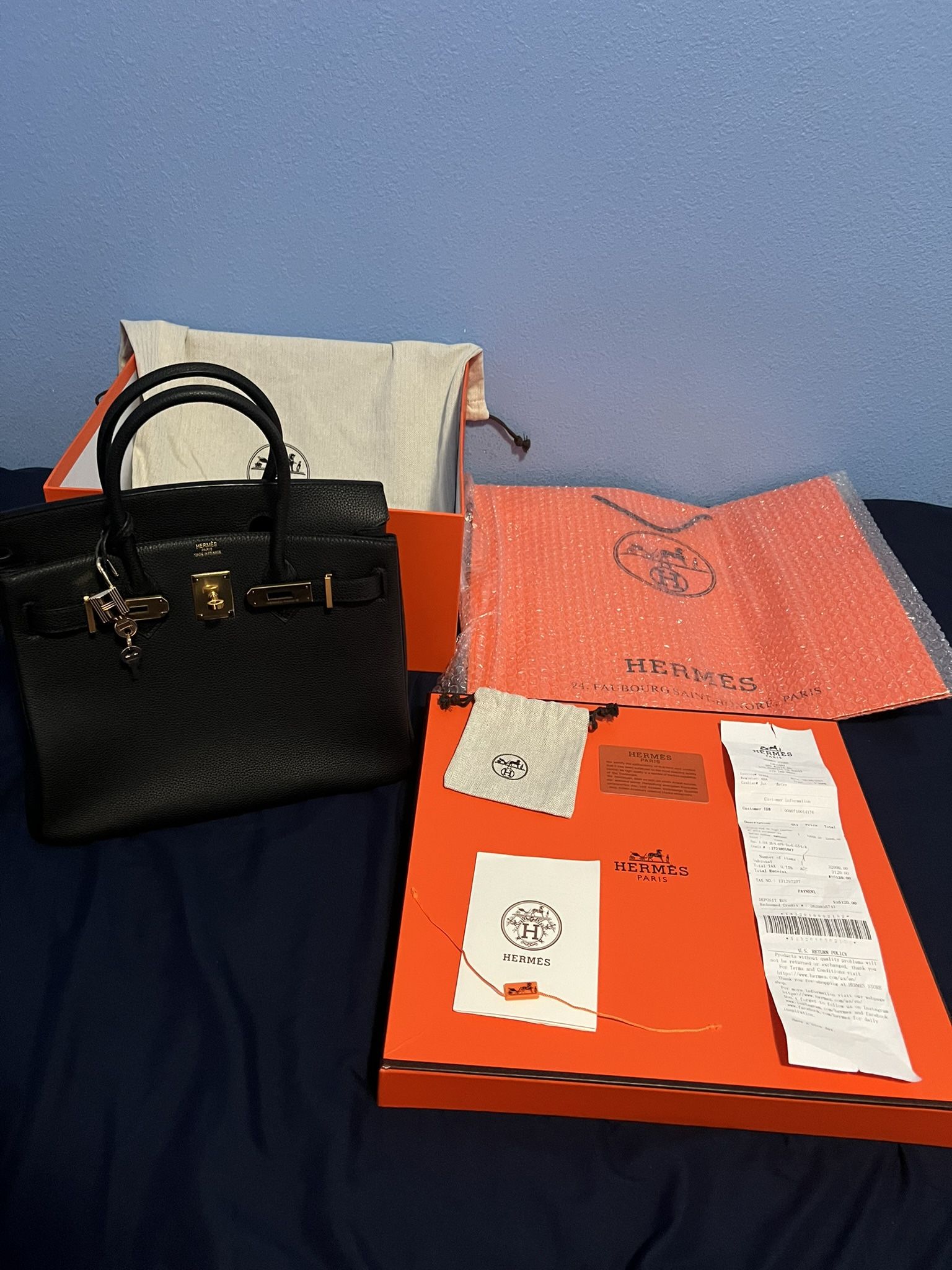 Birkin Bag 30 Black Togo