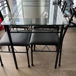 Glass Dining Table + 4 Chairs