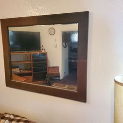 Large 3 ft x 4 ft leather clad mirror