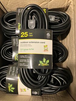 25ft 16/3 Extension Cord, GoGreen Power Inc. (GG-13725BK) 16/3 SJTW Outdoor, 25 ft, Black