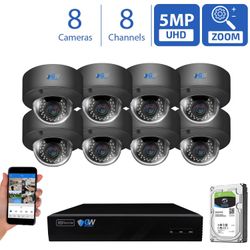GW 8 Channel H.265 HEVC NVR w/ 4K HDMI Output 5MP Security System, 8 x HD 5MP IP PoE Camera (2592 x 1920p) In/Outdoor Digital WDR - 5 Megapixel   
