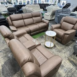 Super Comfy 3Pcs Recliner Living Room Set / Juego de sala de estar reclinable súper cómodo de 3 piez