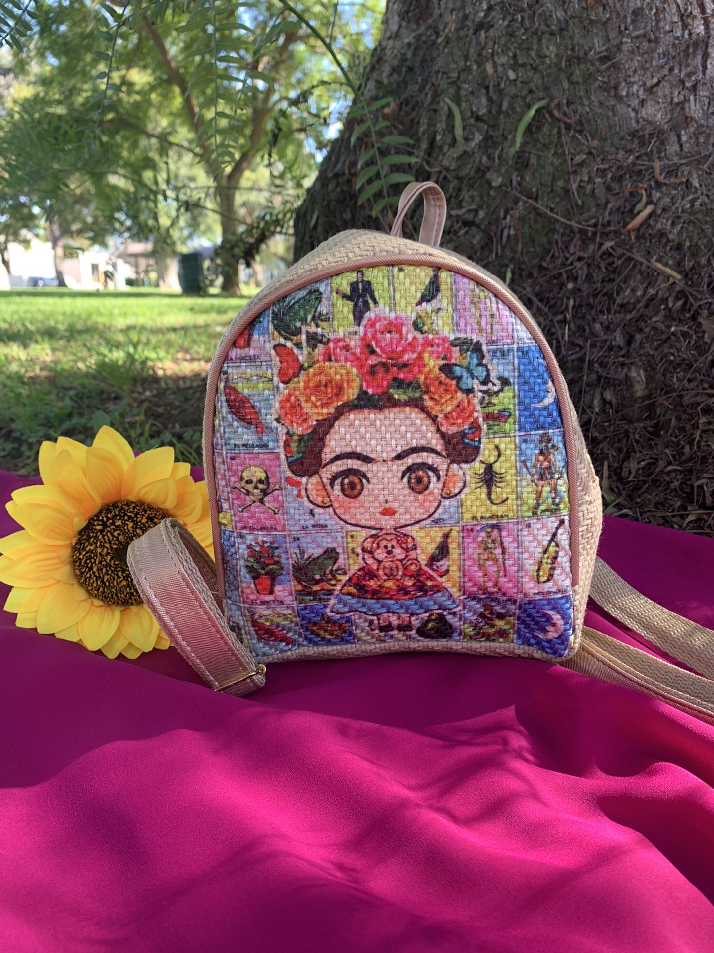 Frida mini backpack made in Mexico #loteria#small#Beautiful🌻💛#